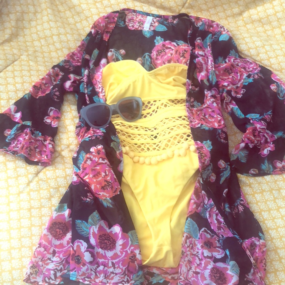 Sheer Floral Coverup/ Cardigan